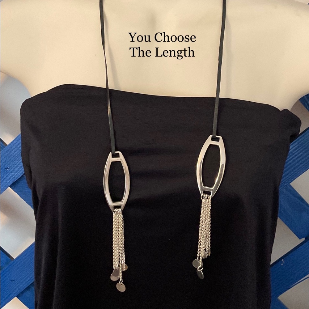 PRICE DROP🎁Leather Wrap Silver Accents Tassels.  Versatile Tie Rope Choker